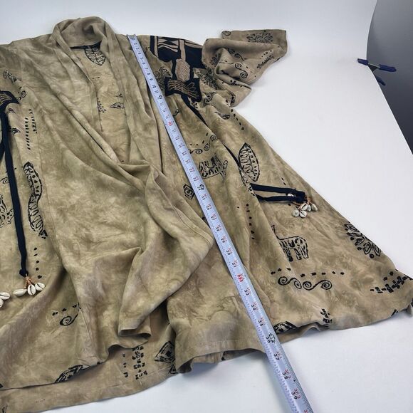 Vtg Tribal Zebra African Long Jacket 1X Boho Lagenlook Hippie Artsy Festival - Picture 8 of 12